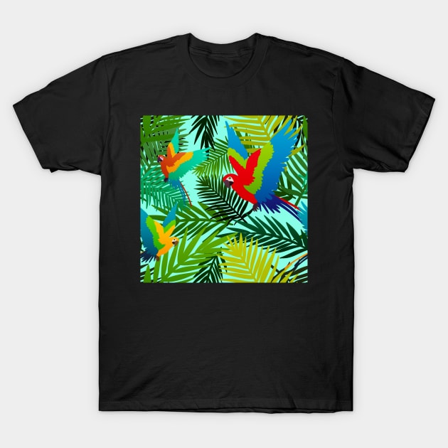 Tropical Parrot Pattern T-Shirt by Kelly Louise Art